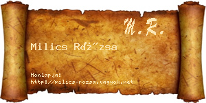 Milics Rózsa névjegykártya